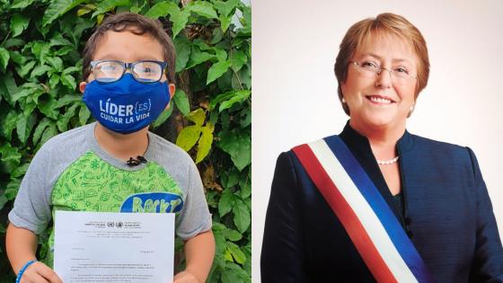 Michelle Bachelet destaca labor de Francisco Verá, niño ambientalista Michelle Bachelet destaca labor de Francisco Verá, niño ambientalista