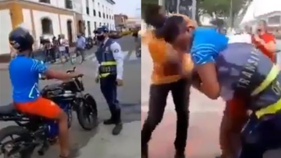 Motociclista golpeó a agente de tránsito contra un semáforo en Cerrito, Valle