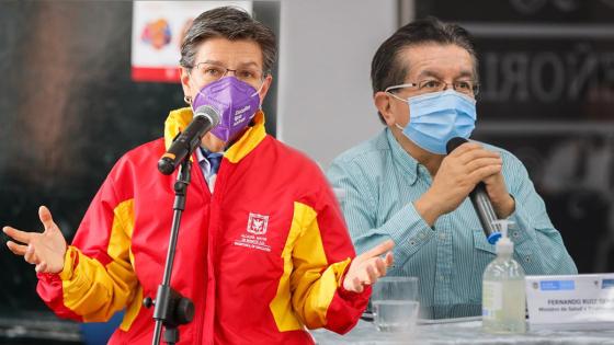 Claudia López y Fernando Ruiz, ministro de Salud