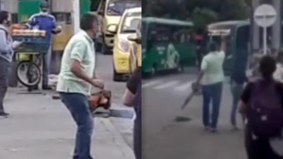 Hombre con motosierra en Medellín