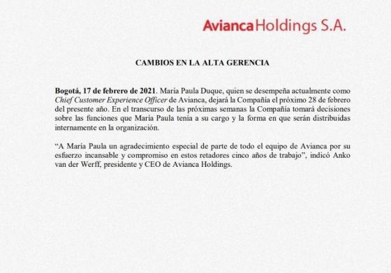 Comunicado Avianca Comunicado Avianca