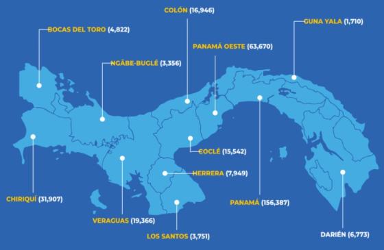 Mapa Covid-19 en Panamá