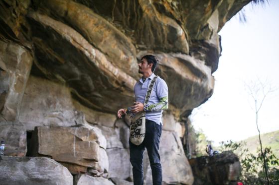 El cañón del río Mogoticos en Mogotes, Colombia, el 03 de marzo, 2021. Escondidas en lo más alto del cañón del rio Mogoticos se encuentran aproximadamente 150 imágenes en Cueva Rica, un museo de pictografías pertenecientes a esta cultura exterminada durante la colonización española, con representaciones de guerreros, cazadores, animales y figuras geométricas.