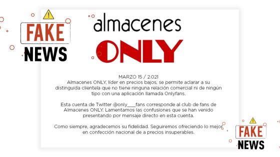 Falso comunicado de Almacenes Only Falso comunicado de Almacenes Only
