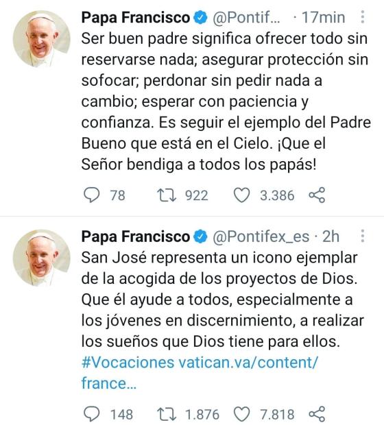 Reflexiones del papa Francisco en el Día de San José