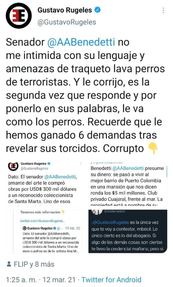 Pelea entre Armando Benedetti y Gustavo Rugeles 