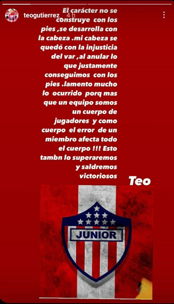 Teófilo Gutiérrez mostró su faceta más humilde tras derrota del Junior Teófilo Gutiérrez mostró su faceta más humilde tras derrota del Junior
