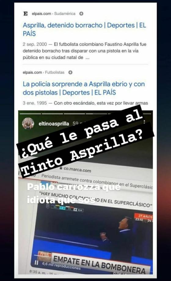 Rifirrafe entre el 'Tino' Asprilla y el periodista Pablo Carrozza