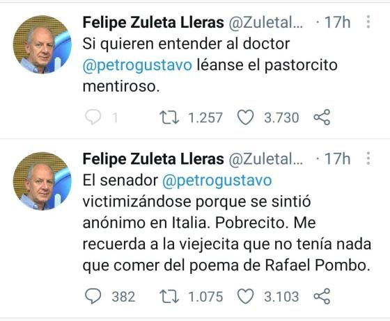 Felipe Zuleta comparó a Gustavo Petro con 'la pobre viejecita'
