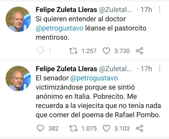 Felipe Zuleta comparó a Gustavo Petro con 'la pobre viejecita'd Felipe Zuleta comparó a Gustavo Petro con 'la pobre viejecita'