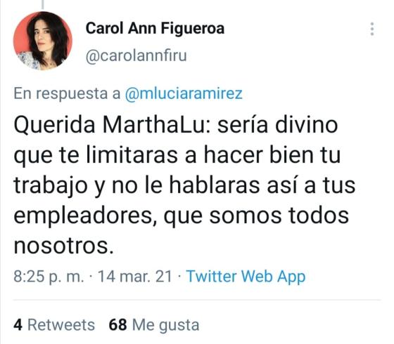 respuesta a Marta Lucía Ramírez