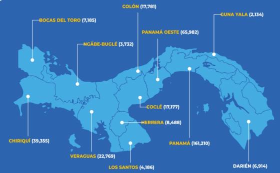 Mapa casos de Covid-19 en Panamá