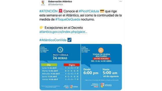 pico y cédula en el Atlántico esta semana