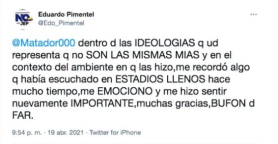 Respuesta de Pimentel a Matador