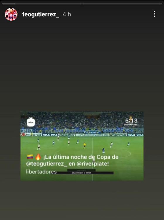 Teófilo Gutiérrez con nostalgia para el partido River Plate vs. Junior Teófilo Gutiérrez con nostalgia para el partido River Plate vs. Junior