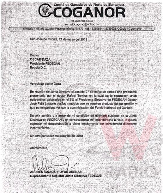Comisión que recibe José Félix Lafaurie por cerrar negocios a sus agremiados Comisión que recibe José Félix Lafaurie por cerrar negocios a sus agremiados