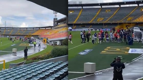 Los puños llegaron al final del partido, tras la victoria 2-0 de Millonarios. Pelea Junior vs. Millonarios