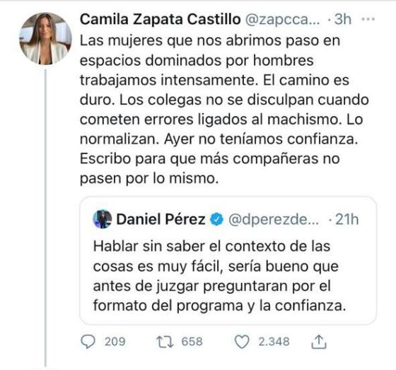 Camila Zapata: "Los colegas no se disculpan cuando cometen errores"