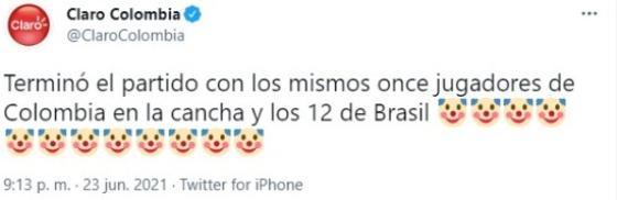 Trino de Claro Partido de Colombia vs. brasil