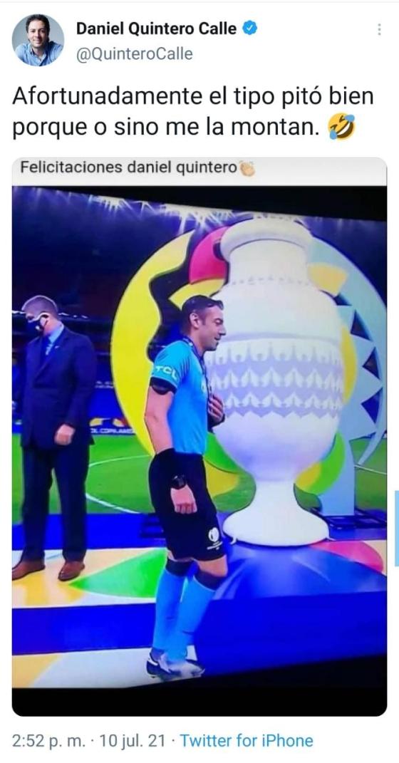 Gracioso parecido entre Daniel Quintero y un árbitro de la Copa América