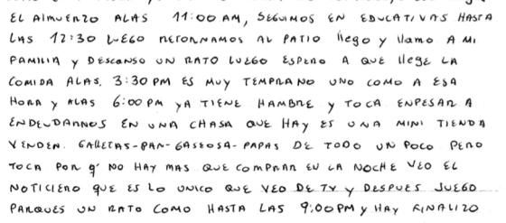 Fragmento de carta de La Modelo.