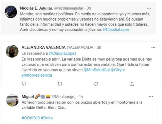 Algunos ciudadanos rechazan el regreso del aforo a los estadios. Usuarios en Twitter opinando sobre reapertura de estadios.