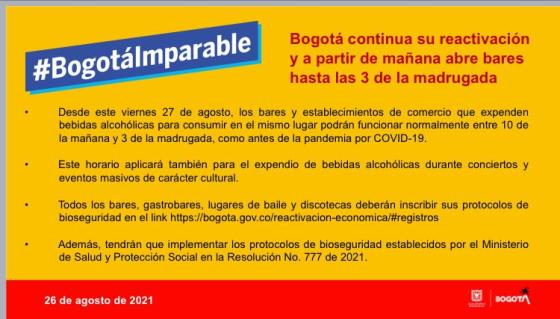 Retorno de bares hasta las 3:00 A.M. en Bogotá Retorno de bares hasta las 3:00 A.M. en Bogotá