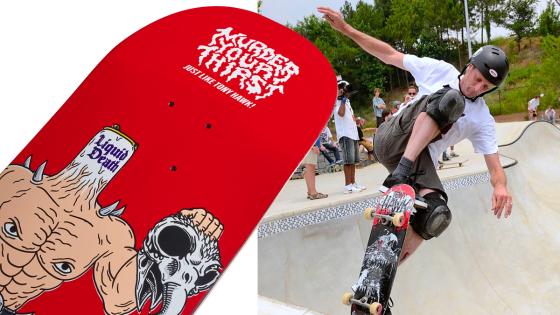 Las patinetas pintadas con la sangre del legendario Tony Hawk. 