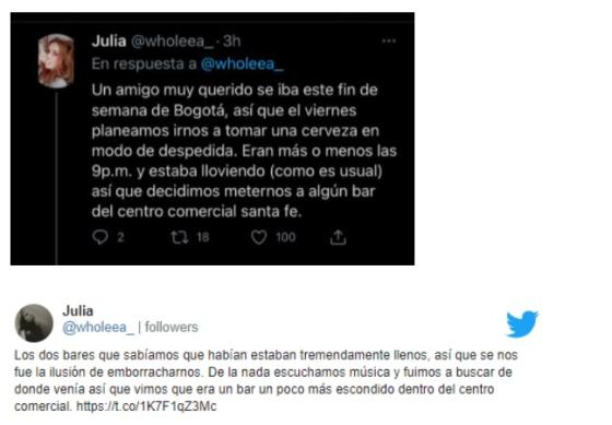 Así fue como inició la supuesta historia de clasismo en bar de Alejandro Riaño. Tuitera denuncia clasismo en bar de Alejandro Riaño 2.