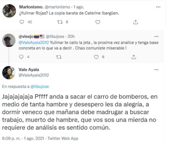 Algunos usuarios atacaron con insultos xenófobos a Yulimar Rojas. Tuiteros atacan con insultos racistas a Yulimar Rojas.