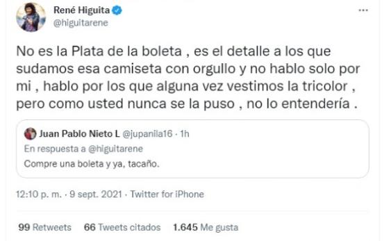 René Higuita respondió a seguidor que lo llamó "tacaño" René Higuita respondió a seguidor que lo llamó "tacaño"