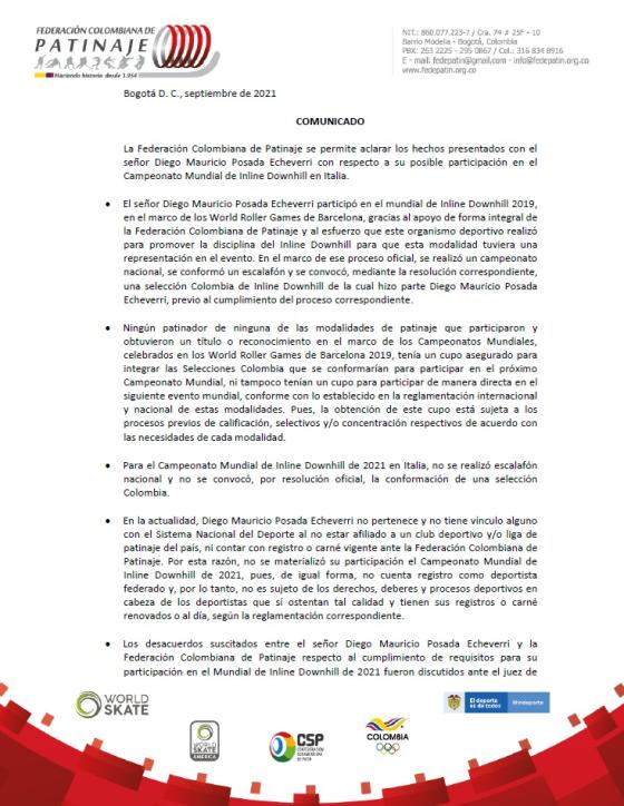 ¿Federación de Patinaje en líos con campeón mundial de Inline Downhill? ¿Federación de Patinaje en líos con campeón mundial de Inline Downhill?