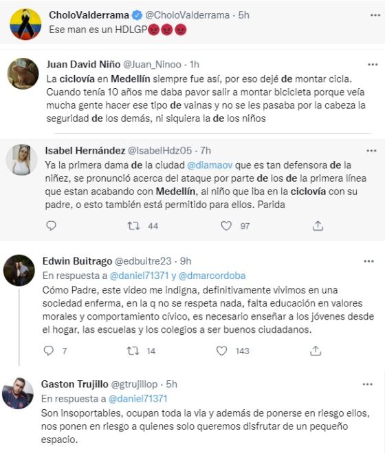 Reacciones al video de un padre siendo atacado junto a su hijo en Medellín. Indignación por padre atacado junto a su hijo en ciclovía de Medellín,.