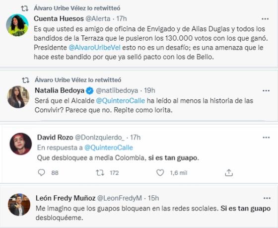 Reacciones a la pelea entre Daniel Quintero y Álvaro Uribe.