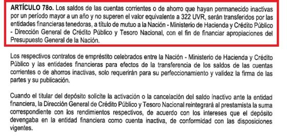 Artículo 78 del Presupuesto General de la Nación. 