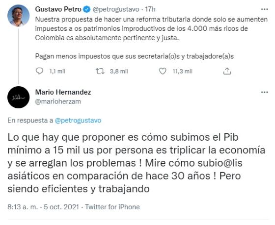 ¿Aumentar impuestos a los ricos? Mario Hernández le propone otra idea a Petro ¿Aumentar impuestos a los ricos? Mario Hernández le propone otra idea a Petro