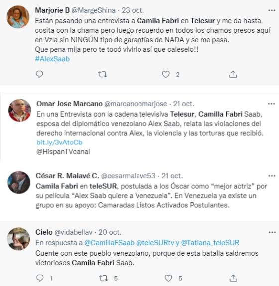 Reacciones a la entrevista de Camilla Fabri en Telesur. Reacciones.