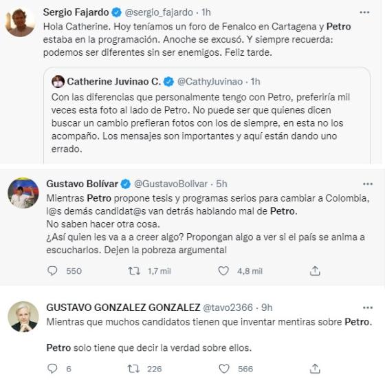 Reacciones a la foto entre Gaviria, Fico y Fajardo.