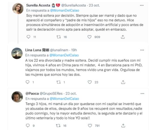 Muchas mujeres madres respondieron al trino con su historia de vida. Trino de mujeres guerreras.