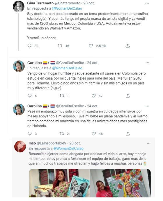 Mujeres contando su testimonio de vida. Reacciones de mujeres el trino.