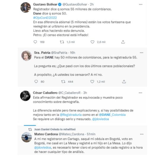 Reacciones a la pelea entre el Dane y la Registraduría. Pelea entre el Dane y la Registraduría.