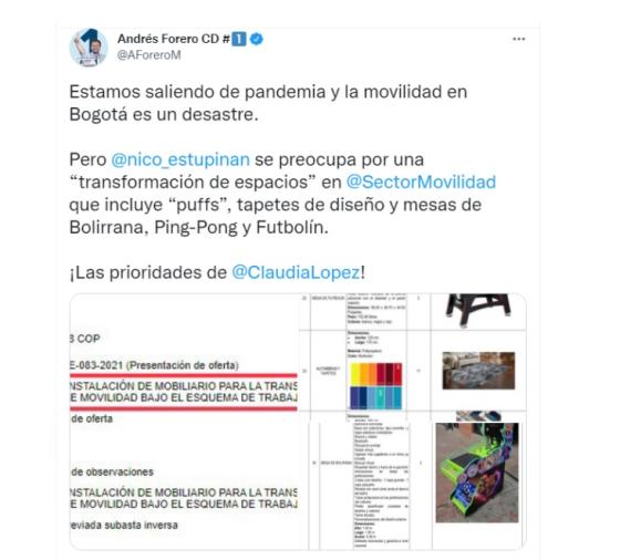Reacciones al contrato de la Secretaría Distrital de Movilidad. Contrato.