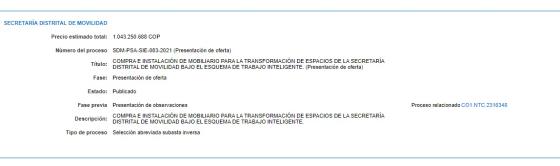 Oferta de contratación Secretaría de Movilidad. Contrato movilidad.