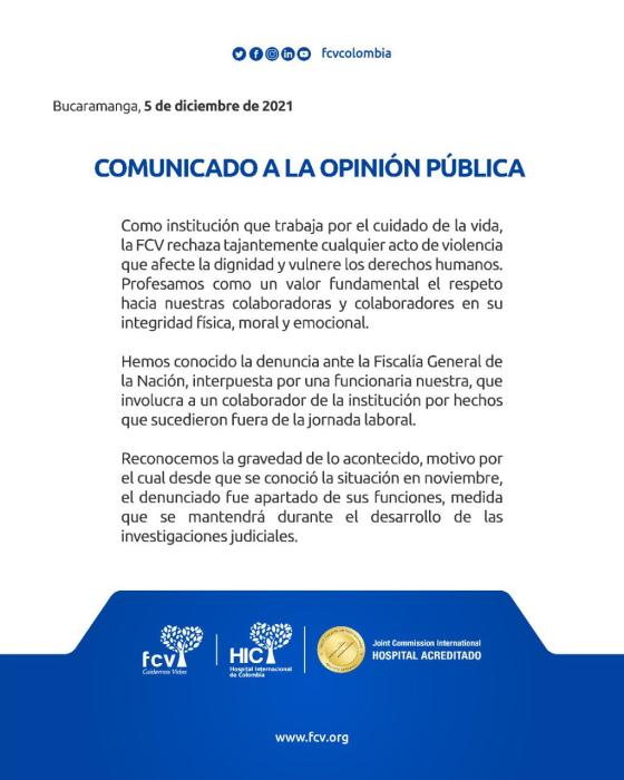 Comunicado Fundación Cardiovascular de Colombia