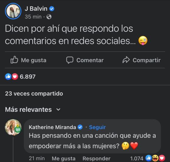 Comentario a J Balvin Comentario a J Balvin