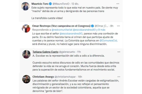 Reacciones a mensaje de Andrés Escobar Reacciones a mensaje de Andrés Escobar