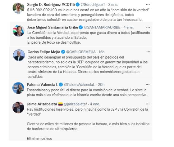 Reacciones presupuesto Comisión de la Verdad