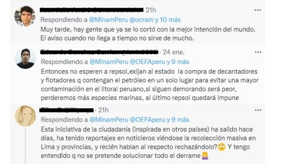 Derrame en Perú - Reacciones Derrame en Perú - Reacciones
