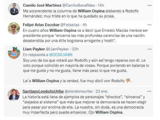 Reacciones William Ospina