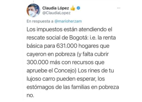 Trino Claudia López a Mario Hernández